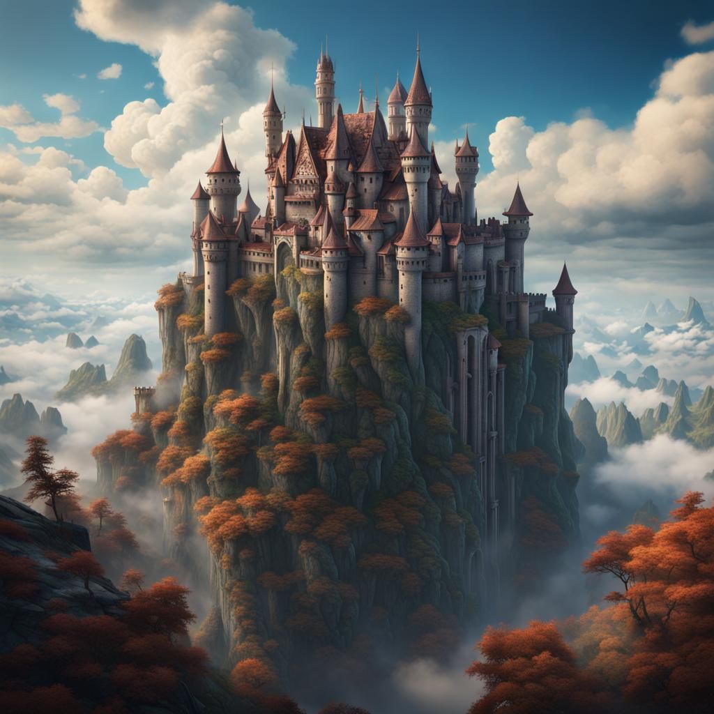 Fantastical Castle in the Sky: Detailed Matte Painting