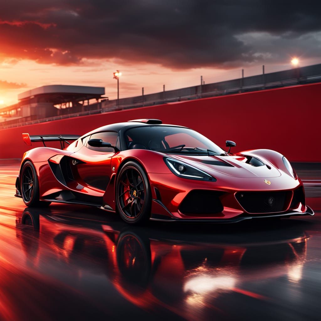 Lotus Evija in Blazing Sunset Light