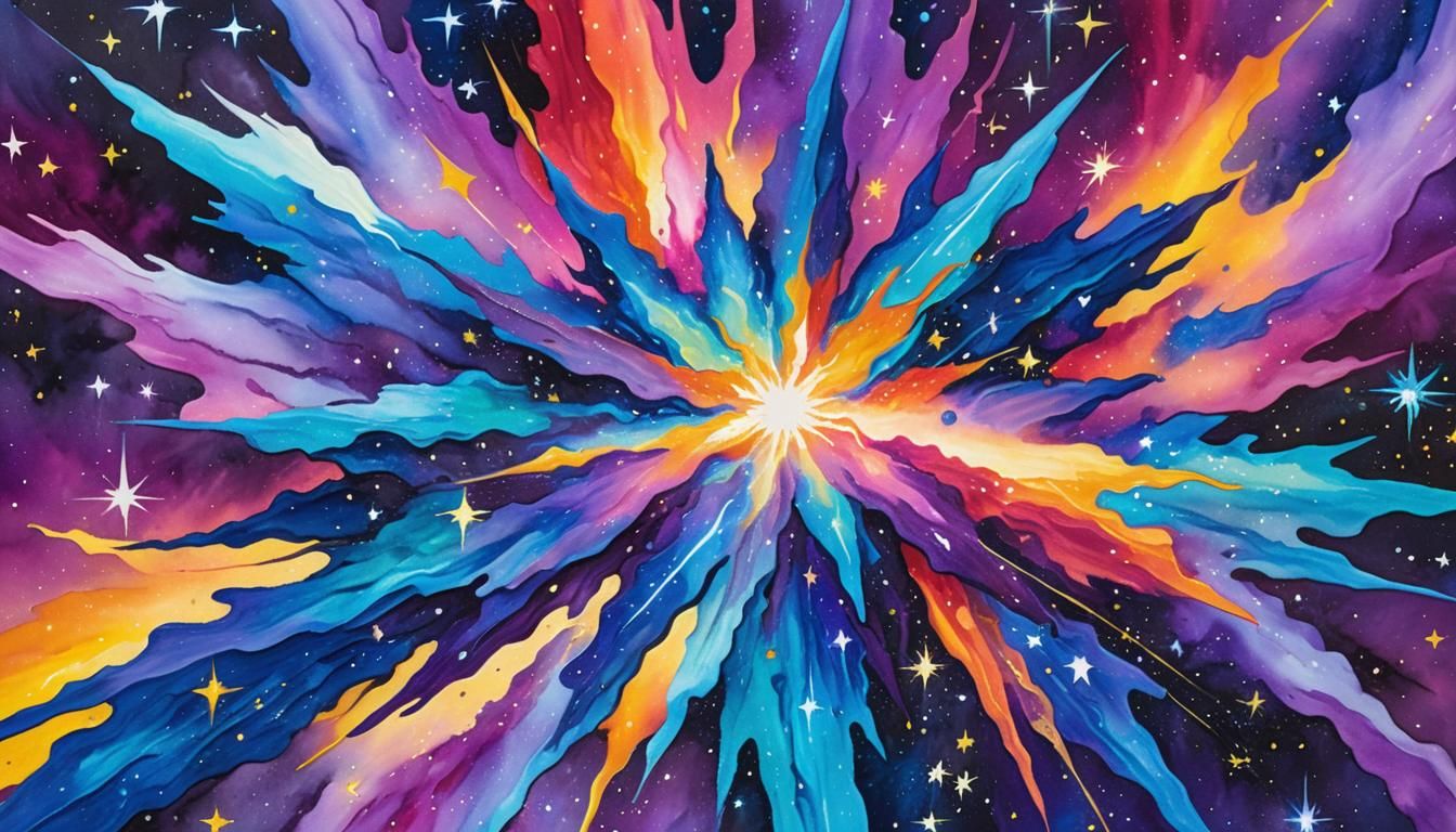 Intense Star Cluster in Impressionist Gouache Style