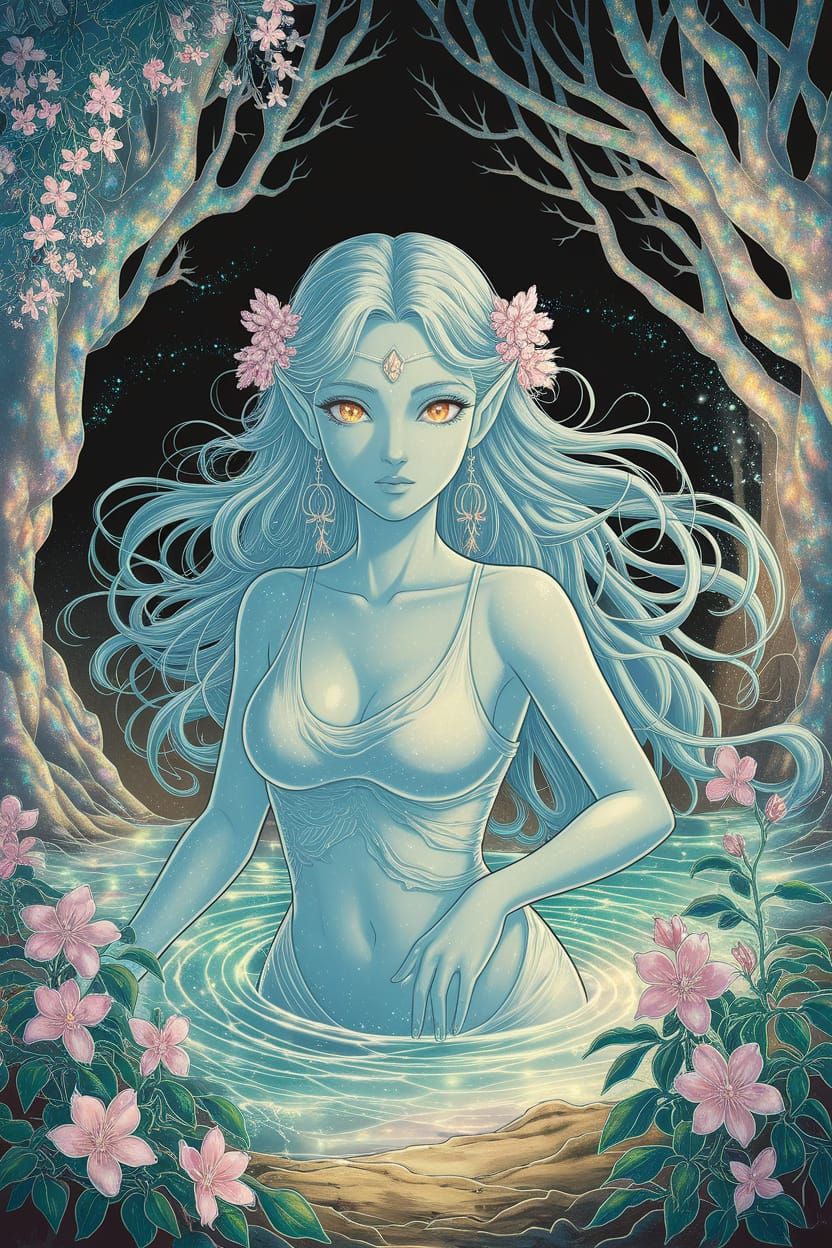 Divine Forest Spirit in Manga Fairytale Painting