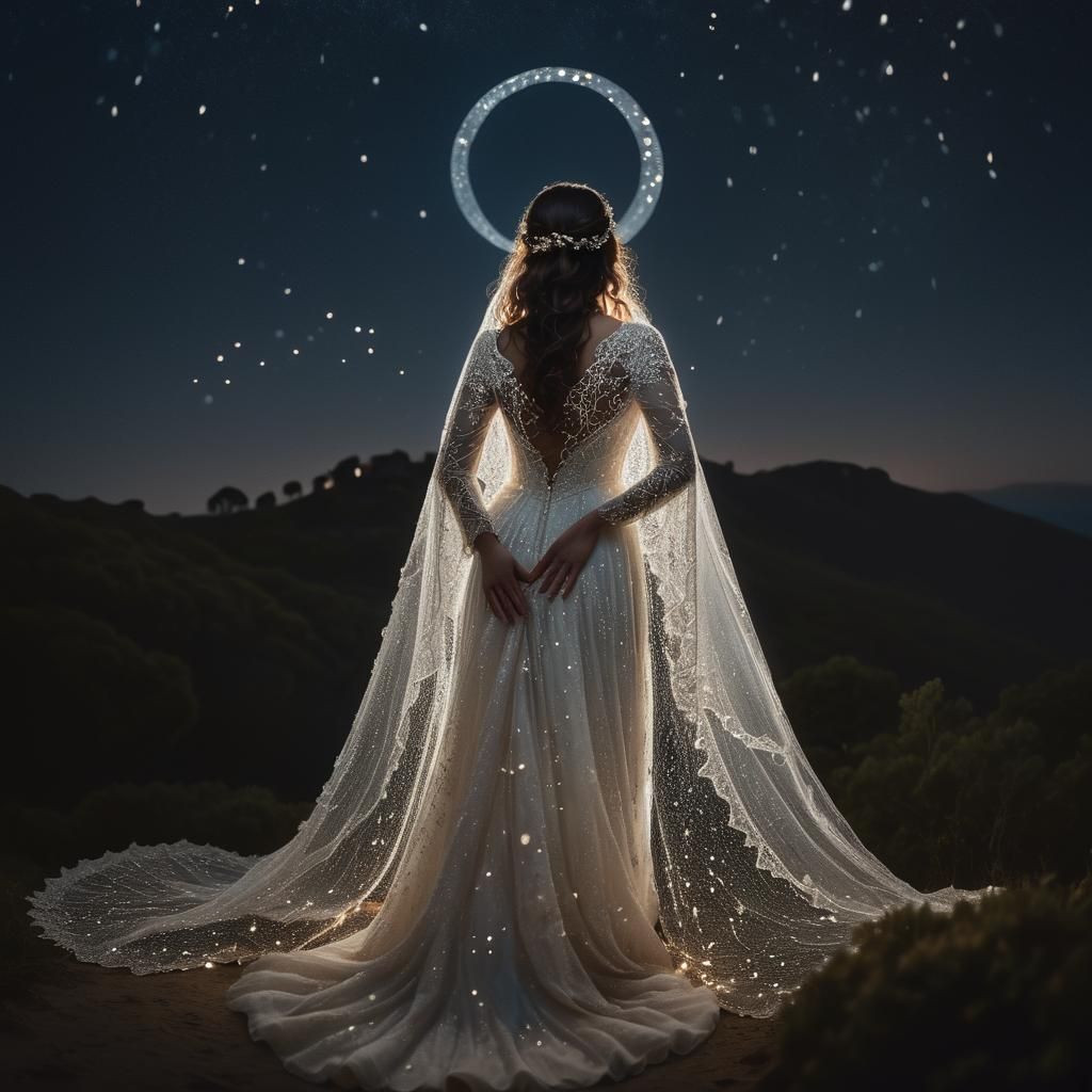 Baroque Fantasy Woman in Sparkling Wedding Dress