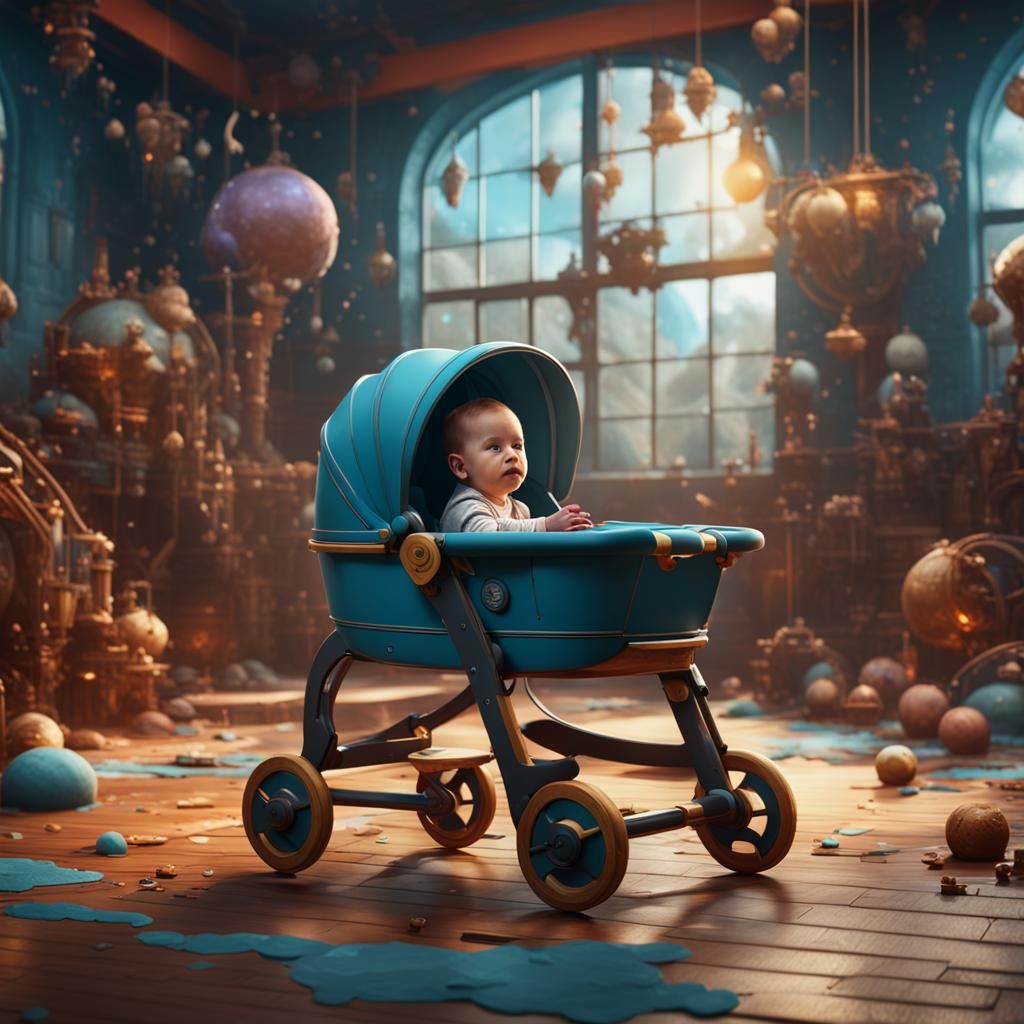 Baby in Gym: Detailed Matte Painting