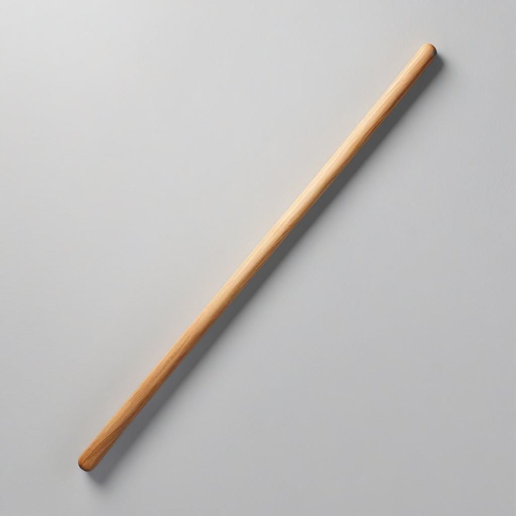Simple Wooden Stick on Soft Gray Background