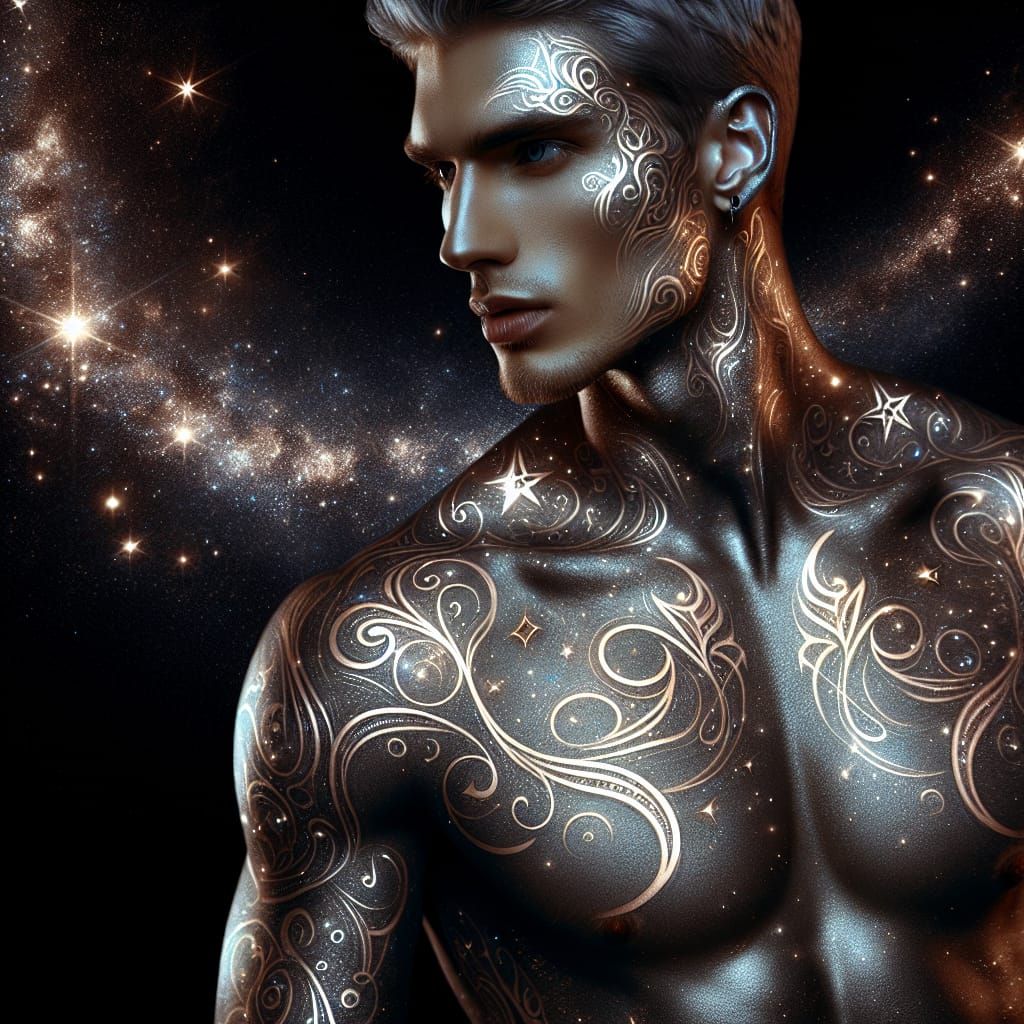 Ethereal Silver Tattoo Portrait in 3D