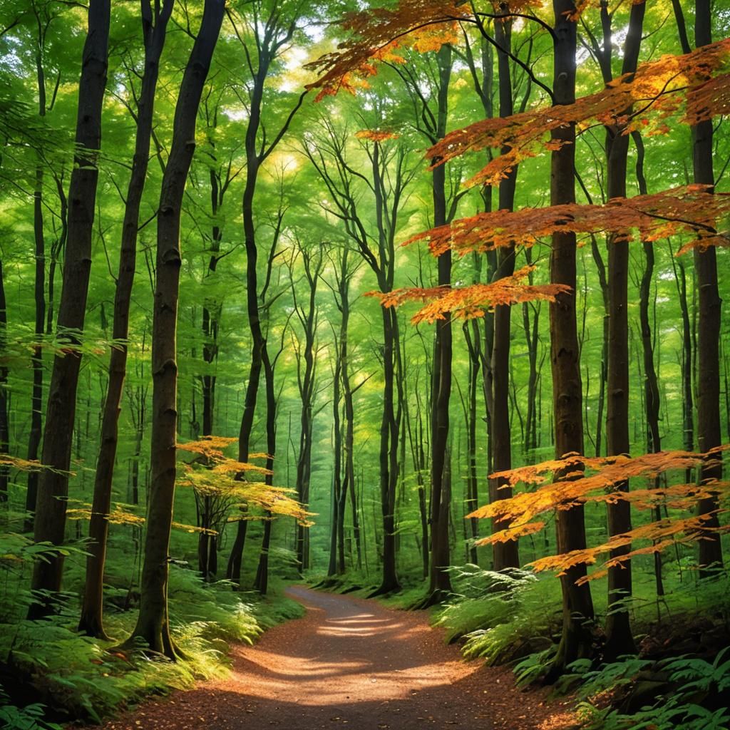Appalachian Forest in Autumn Sunlight