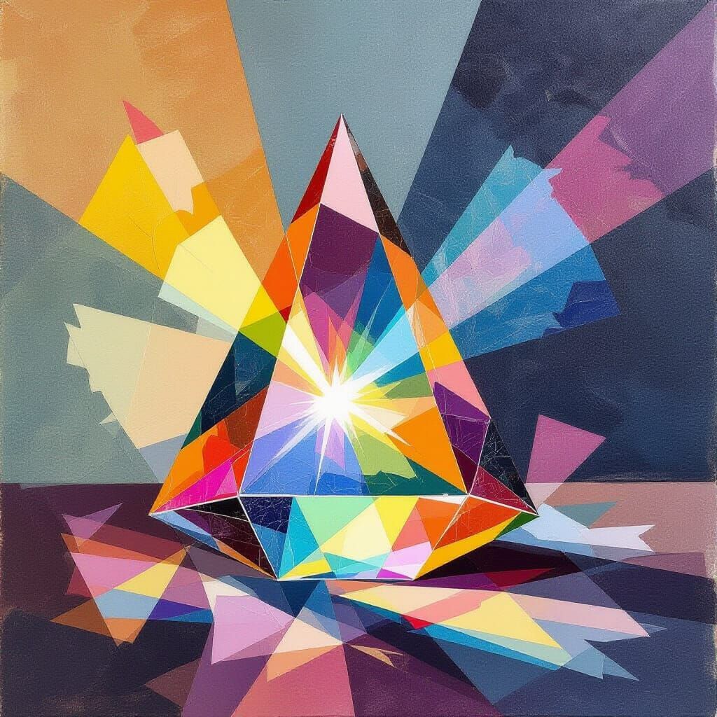Prism Refracts Light into Vibrant Spectrum Collage
