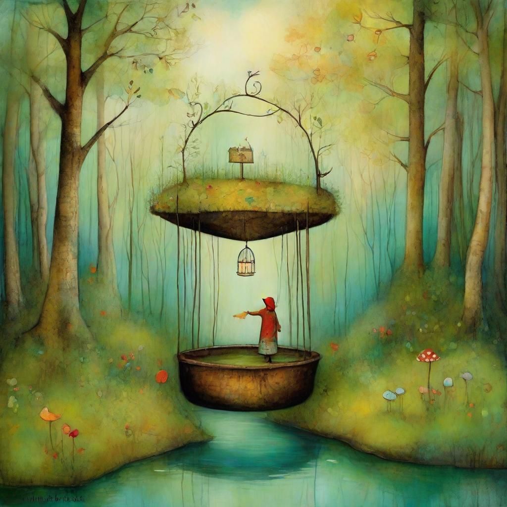 Magic Well in Enchanted Forest Illustration