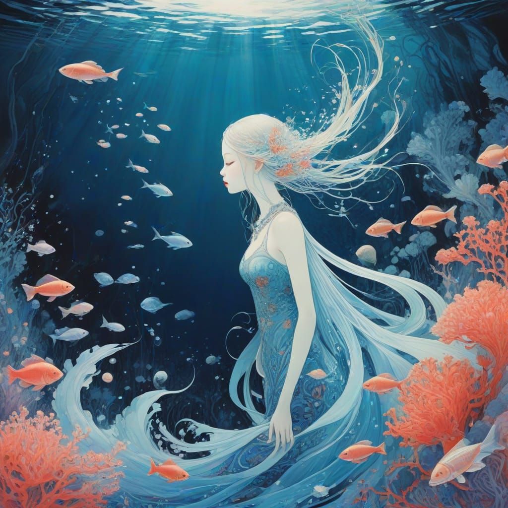 Whimsical Underwater Realm in Vibrant Watercolor