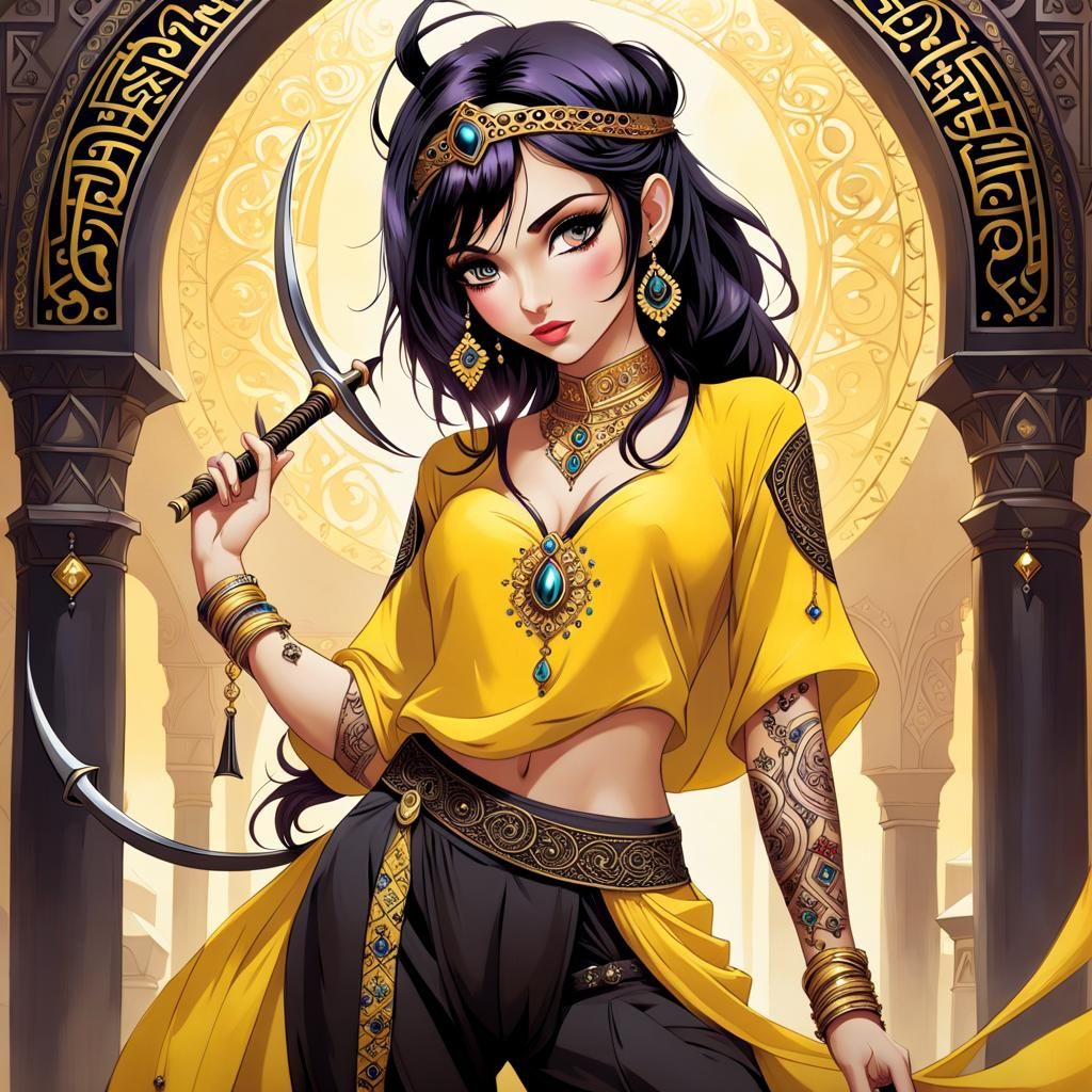 Arabian Warrior Princess in Desert Landscape