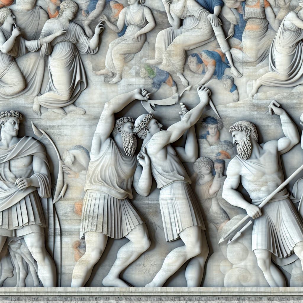 Greek Gods and Heroes in Hyperrealistic Bas Relief