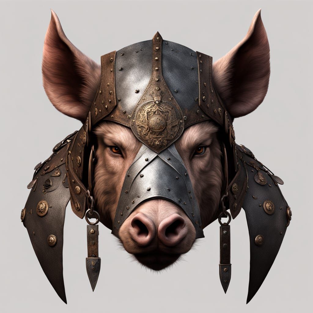 Anthropomorphic Pig Warrior in Medieval Armor