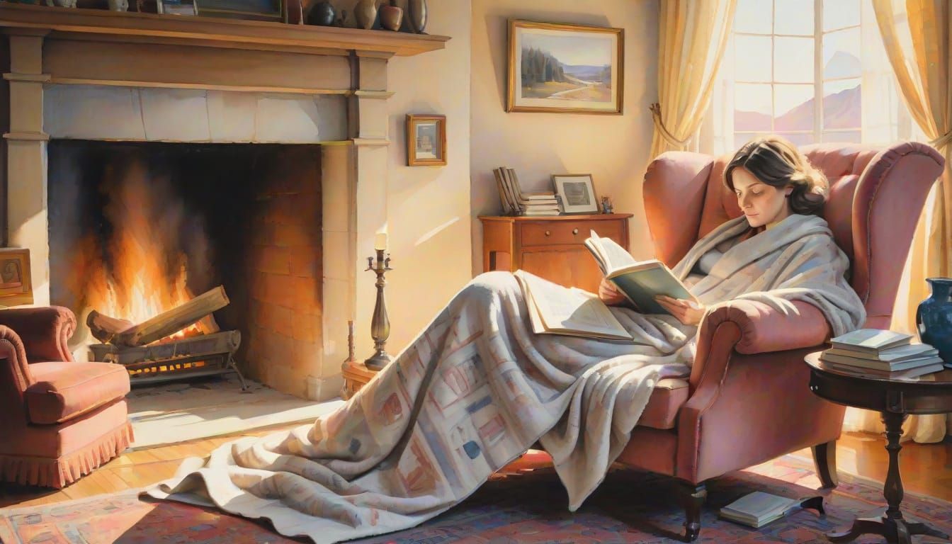 Cozy Reading Nook in Morning Sunlight