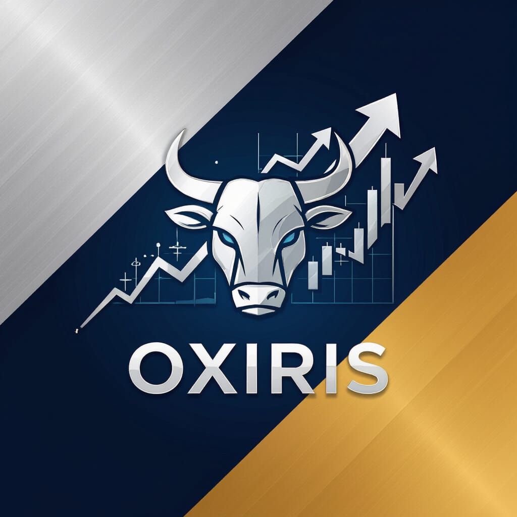 Oxiris Trading Platform Logo: Ox Head & Growth Arrows
