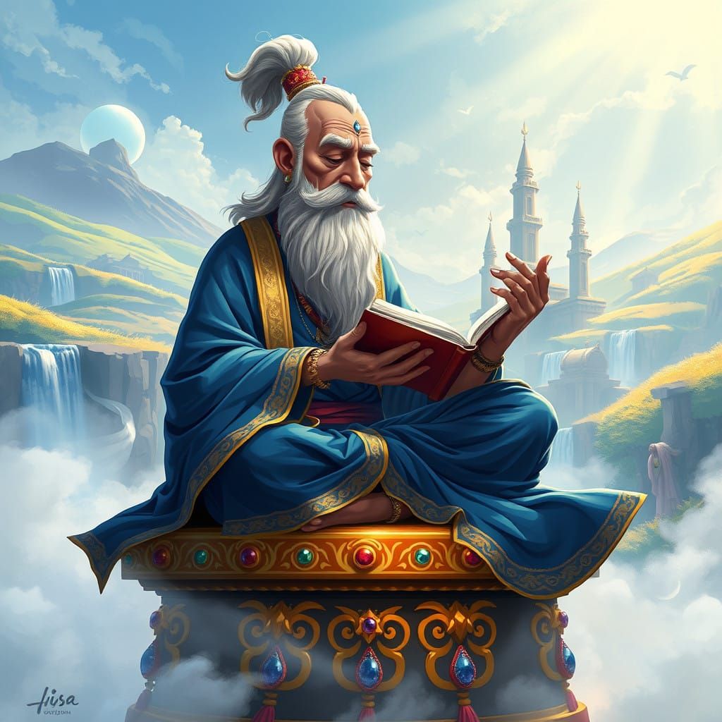 Ethereal Sage Recites Ancient Tales in Vibrant, Fantastical...