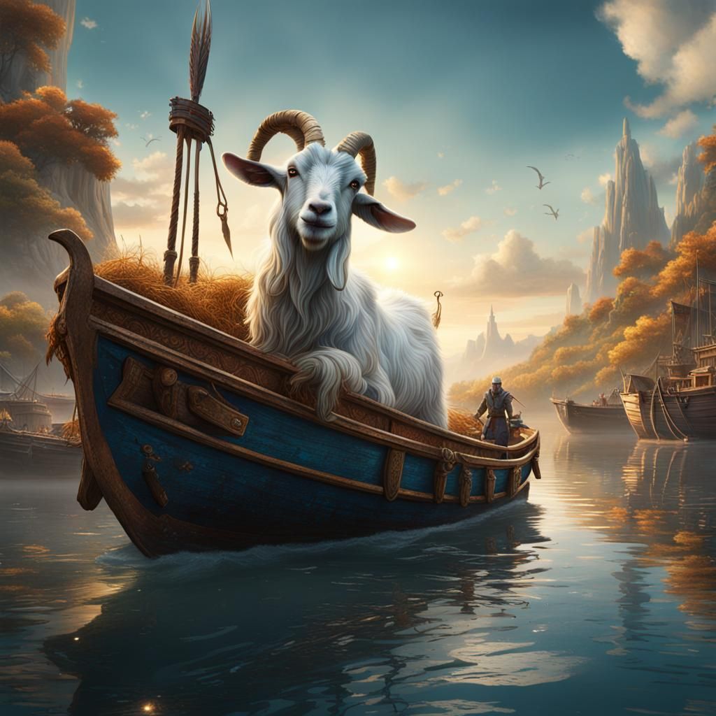 Goat on a Boat: Detailed Fantasy Concept Art