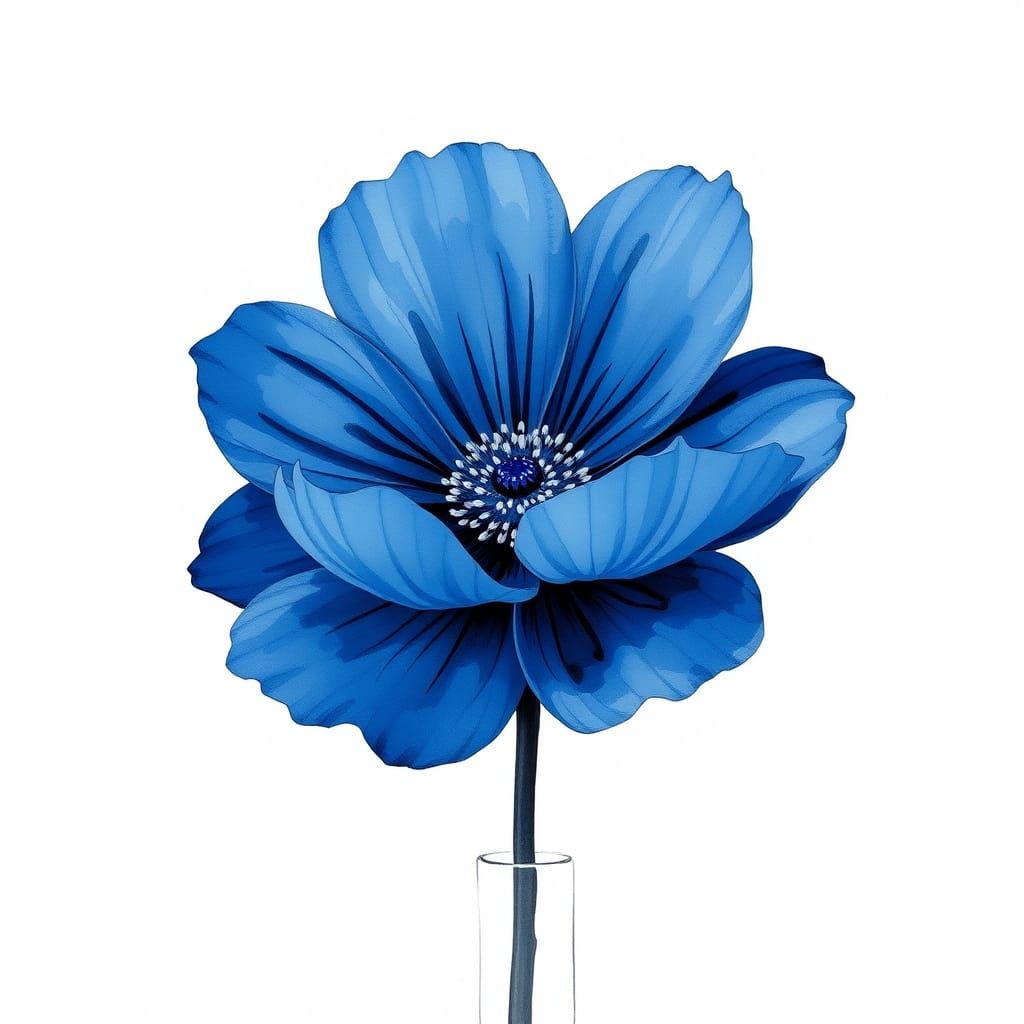Minimalist Blue Flower Inspired by Yayoi Kusama