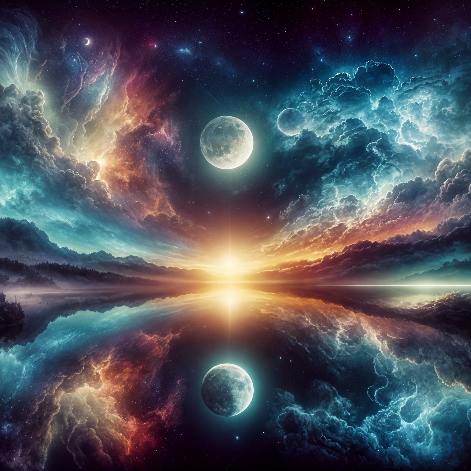 Ethereal Cosmic Landscape Panorama in Hyperdetailed Digital....