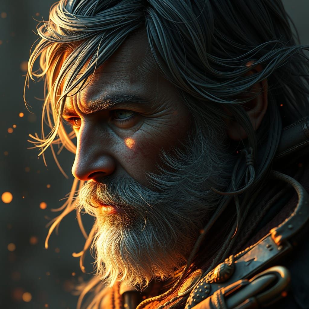 Epic Warrior Portrait in Art Nouveau Style