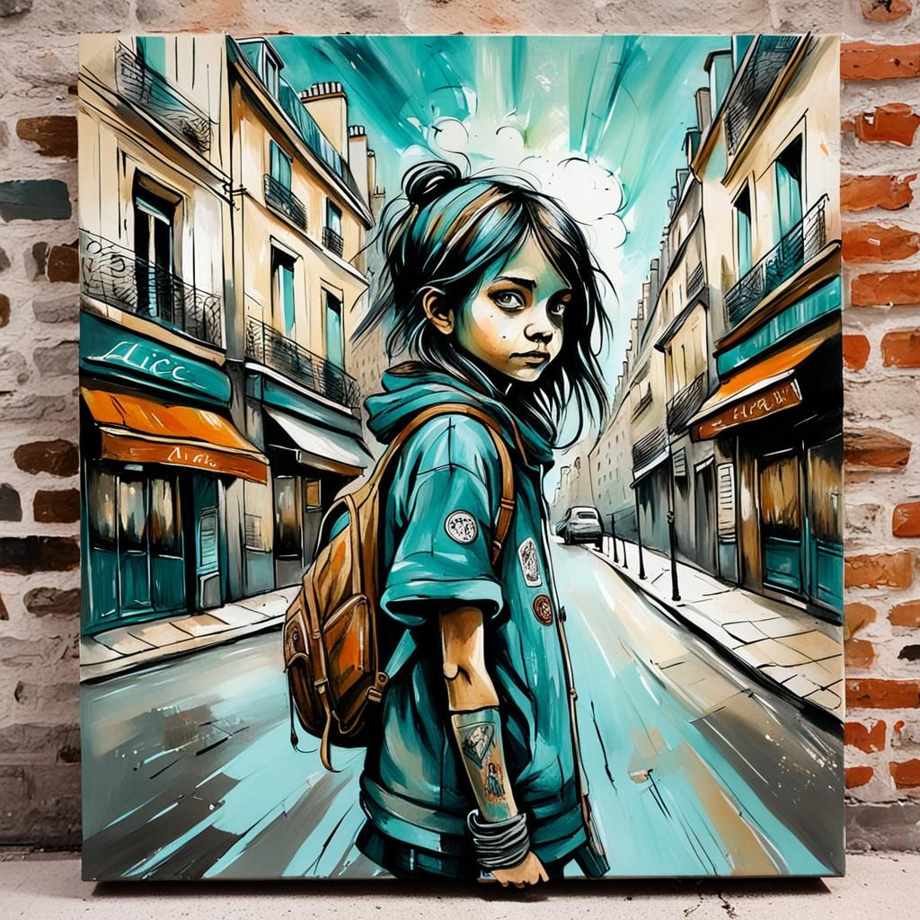Paris Street Art Whimsical Painting