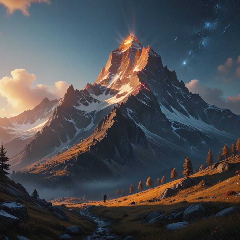 Breathtaking Snow-Capped Mountain Range in Cinematic Dawn Li...