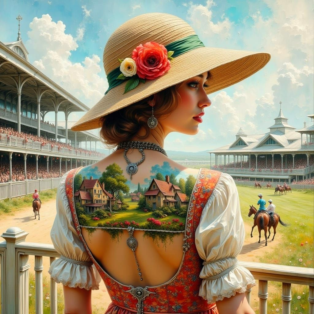 Stylish Lady's Village Hat in Abstract Impasto