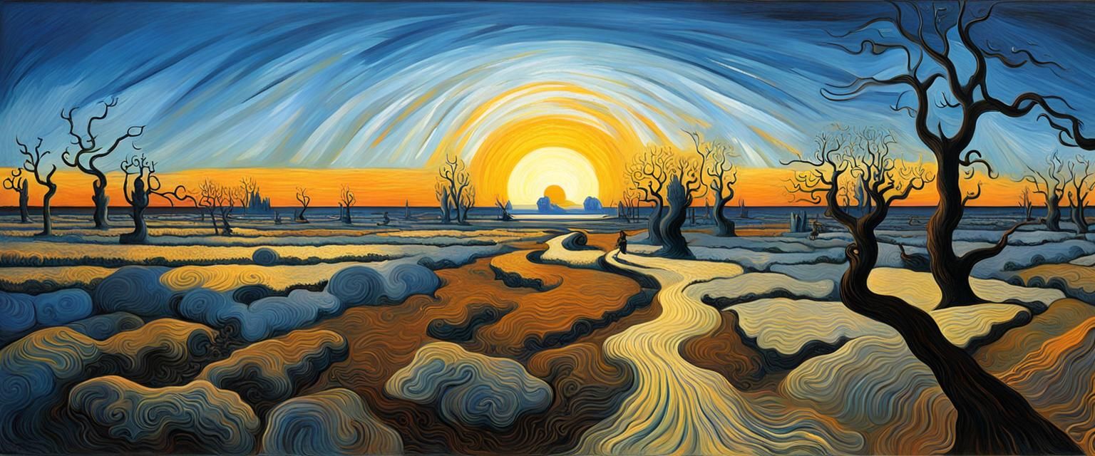 Surreal Sunrise Inspired by Master Painters