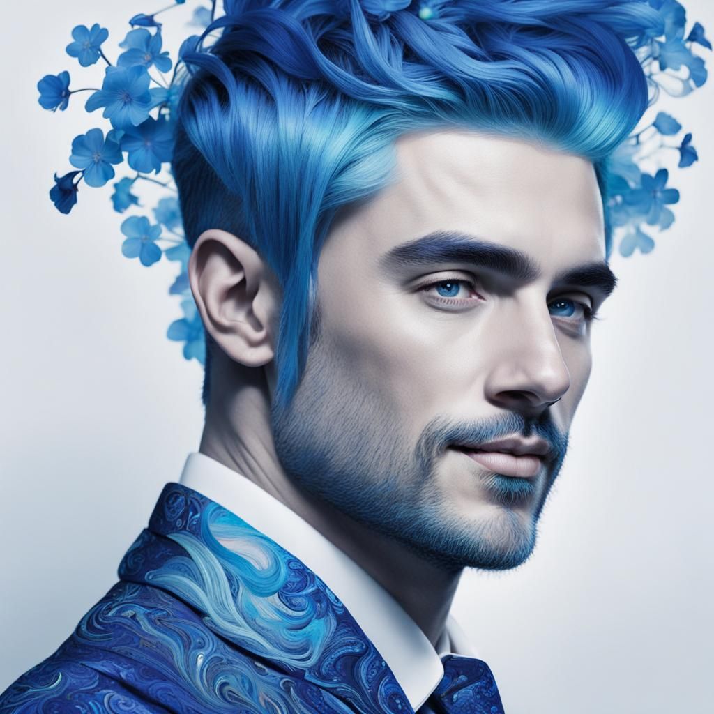 Smiling Irish Man Portrait with Klimt-Inspired Hair