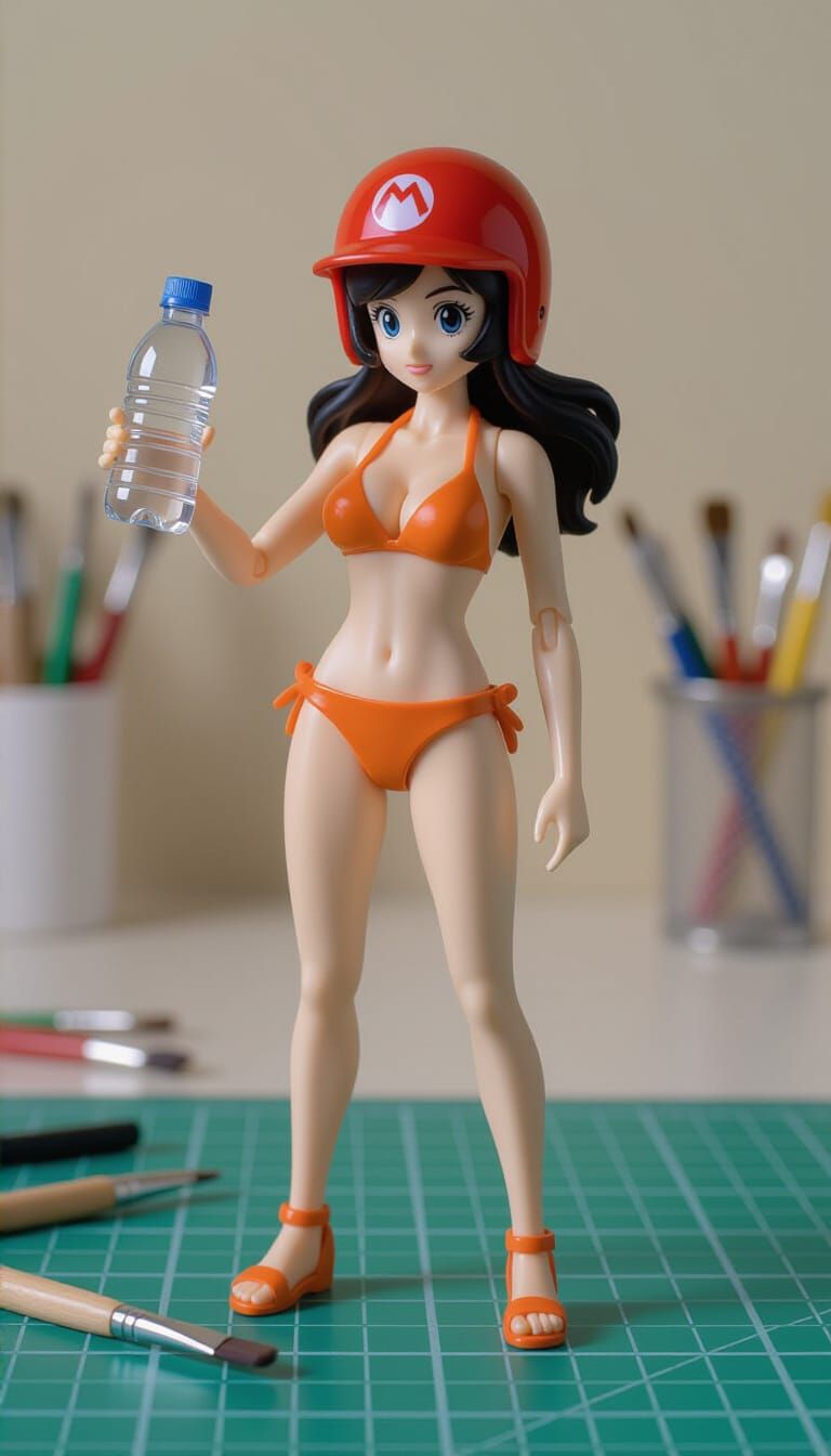 Miniature Action Figure with Water Jug, Cinematic Style