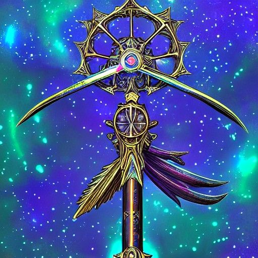 Oathkeeper Keyblade: Holographic Astral Cosmic Illustration