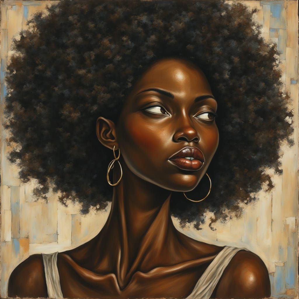 Pensive Black Woman Portrait