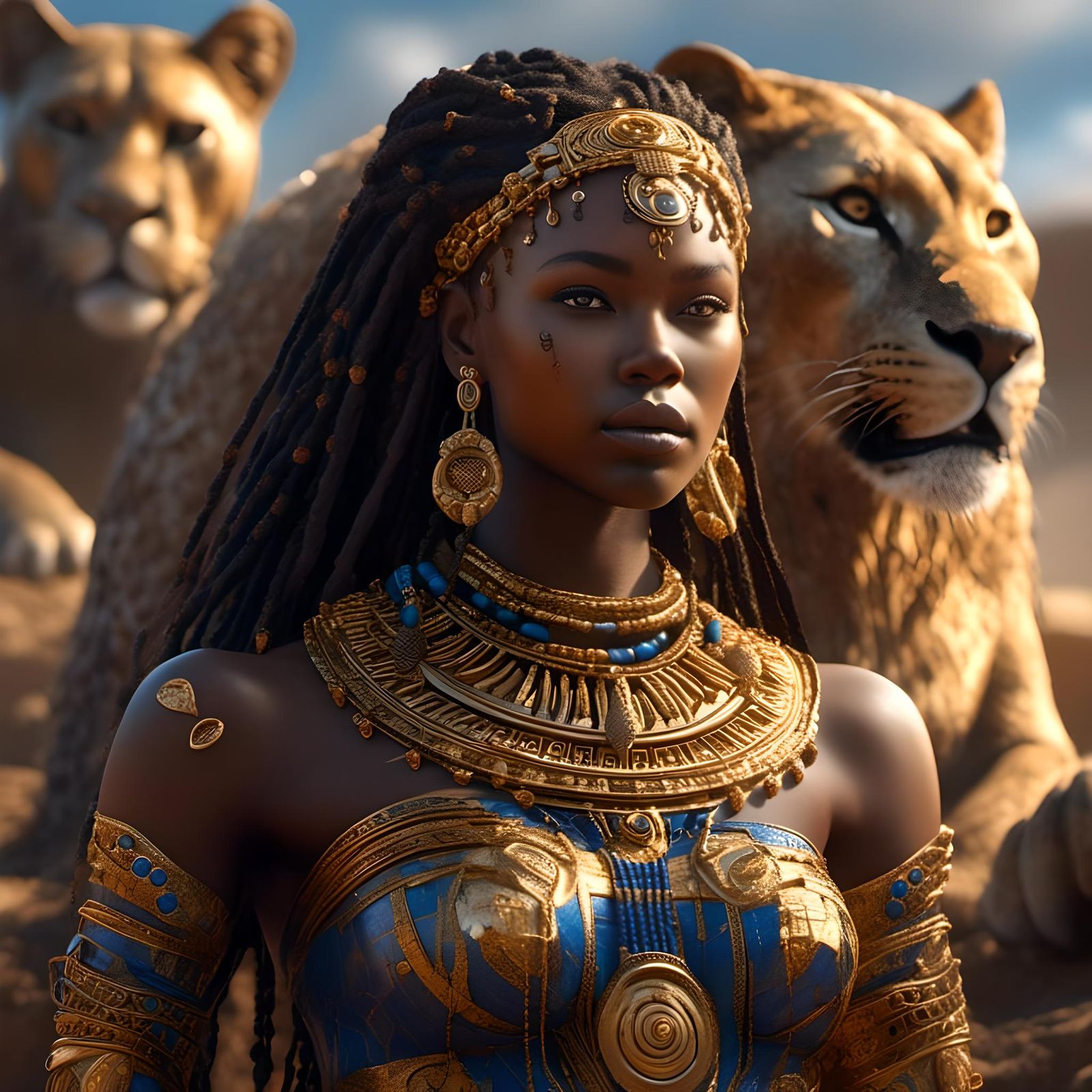 Photorealistic 3D African Goddess with Black Panther