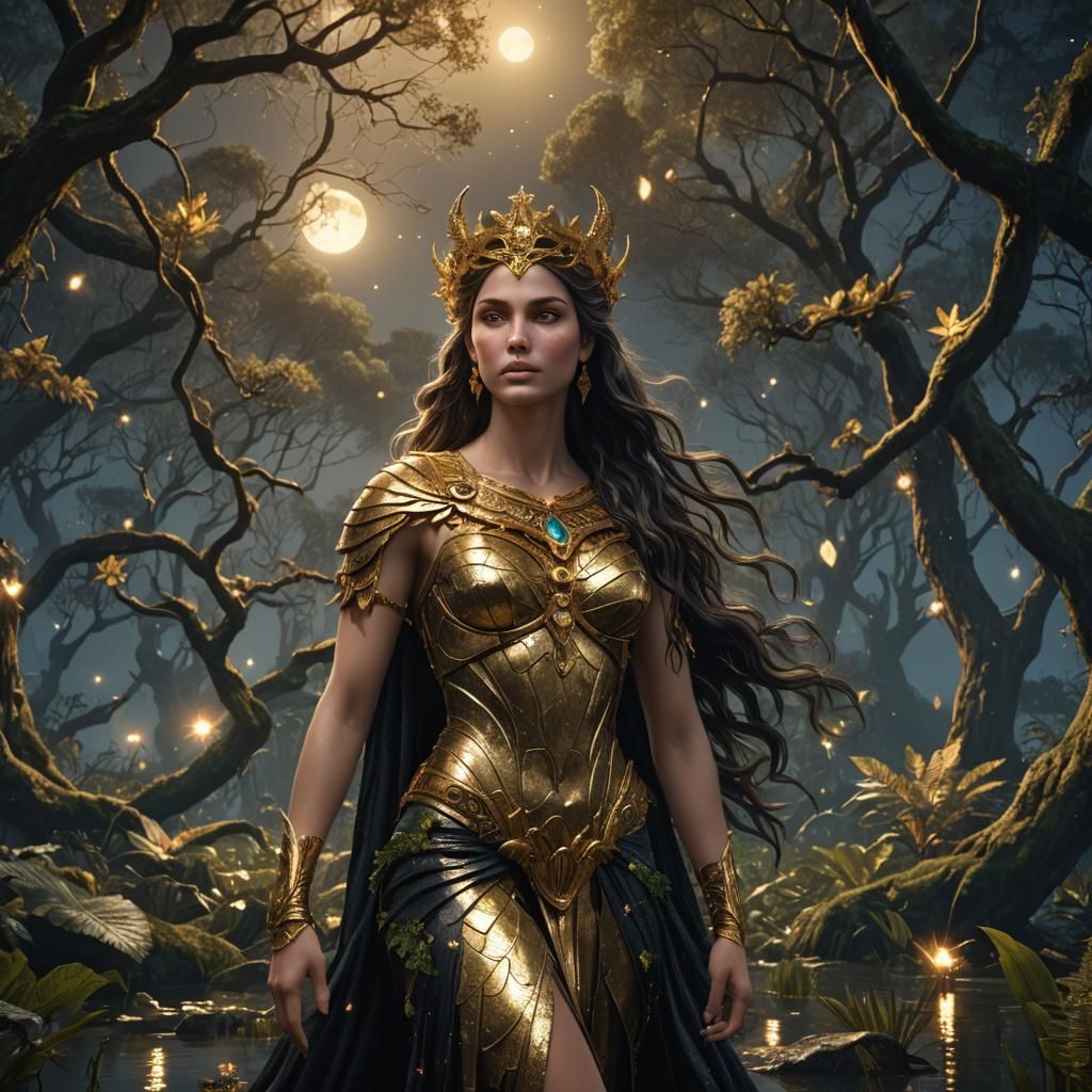 Aphrodite in Swamp Forest, Detailed Matte Painting