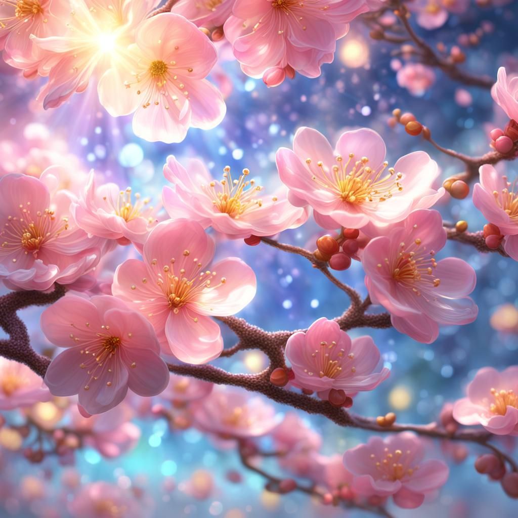 Jelly Sakura Flowers with Scales in 3D Rendering