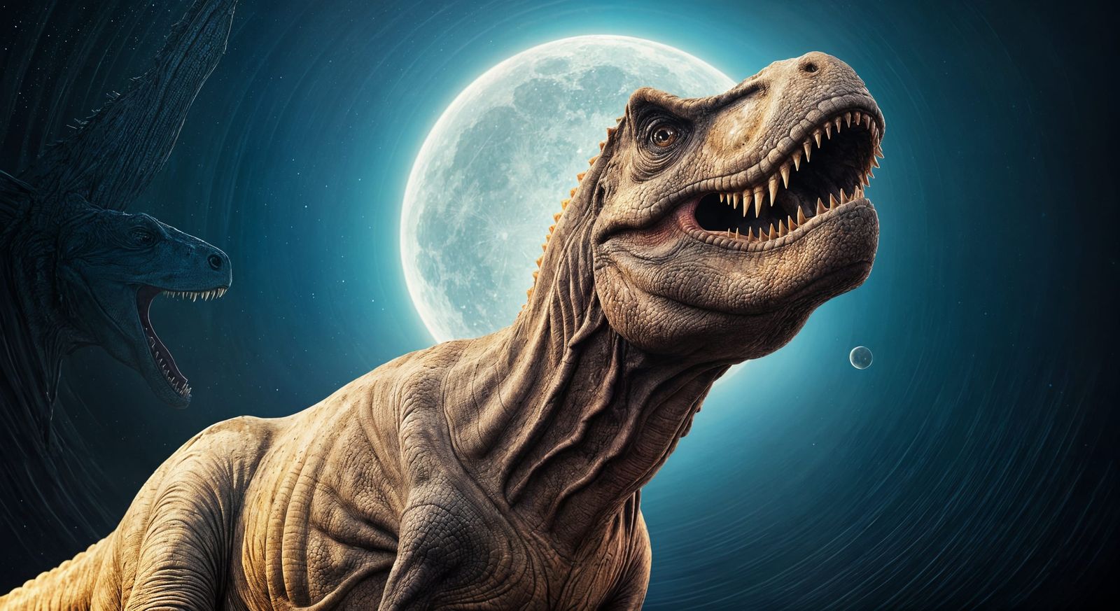 Dramatic Hyperrealistic Dinosaur in Mid Shot