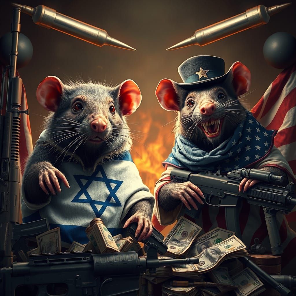 Rats in National Flags: A Dark, Detailed Scene