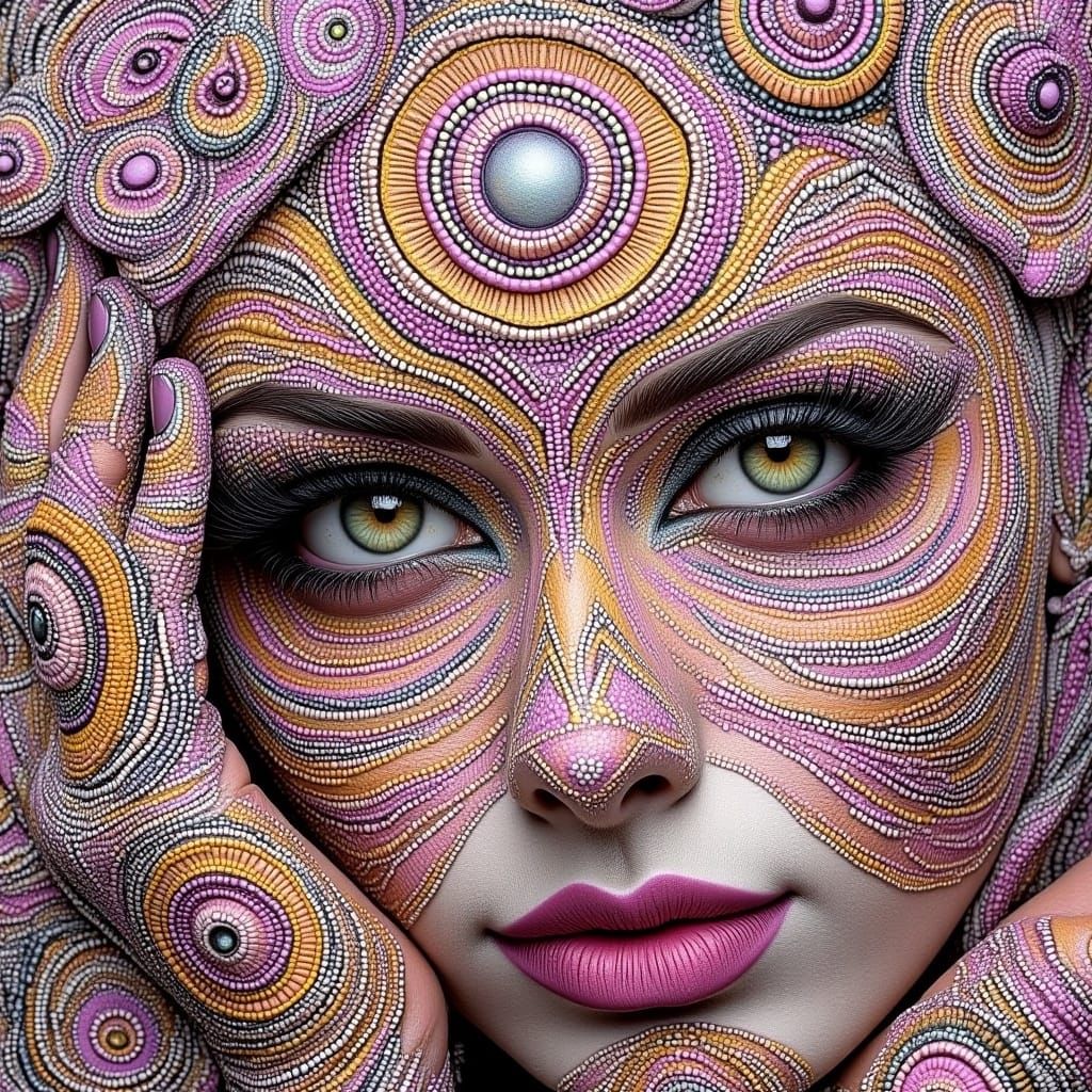 Mandala Face, a Vibrant Folk-Art Masterpiece with a Twist of...