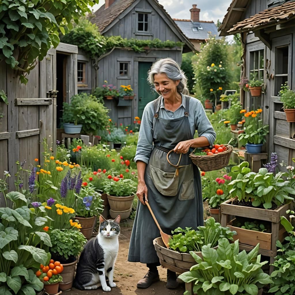 Woman with Vegetables in Ethereal Fantasy Style