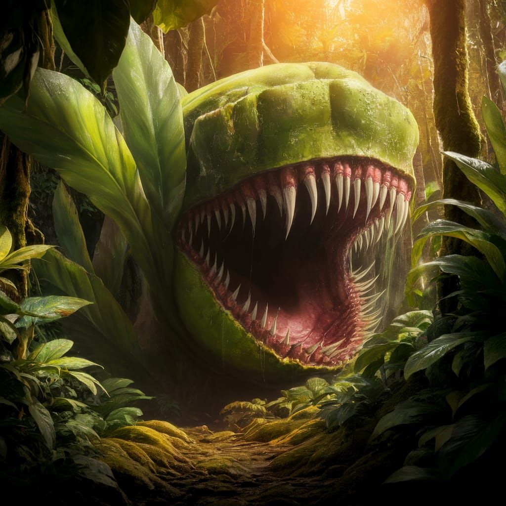 Colossal Amazonian Carnivorous Plant in Morning Light