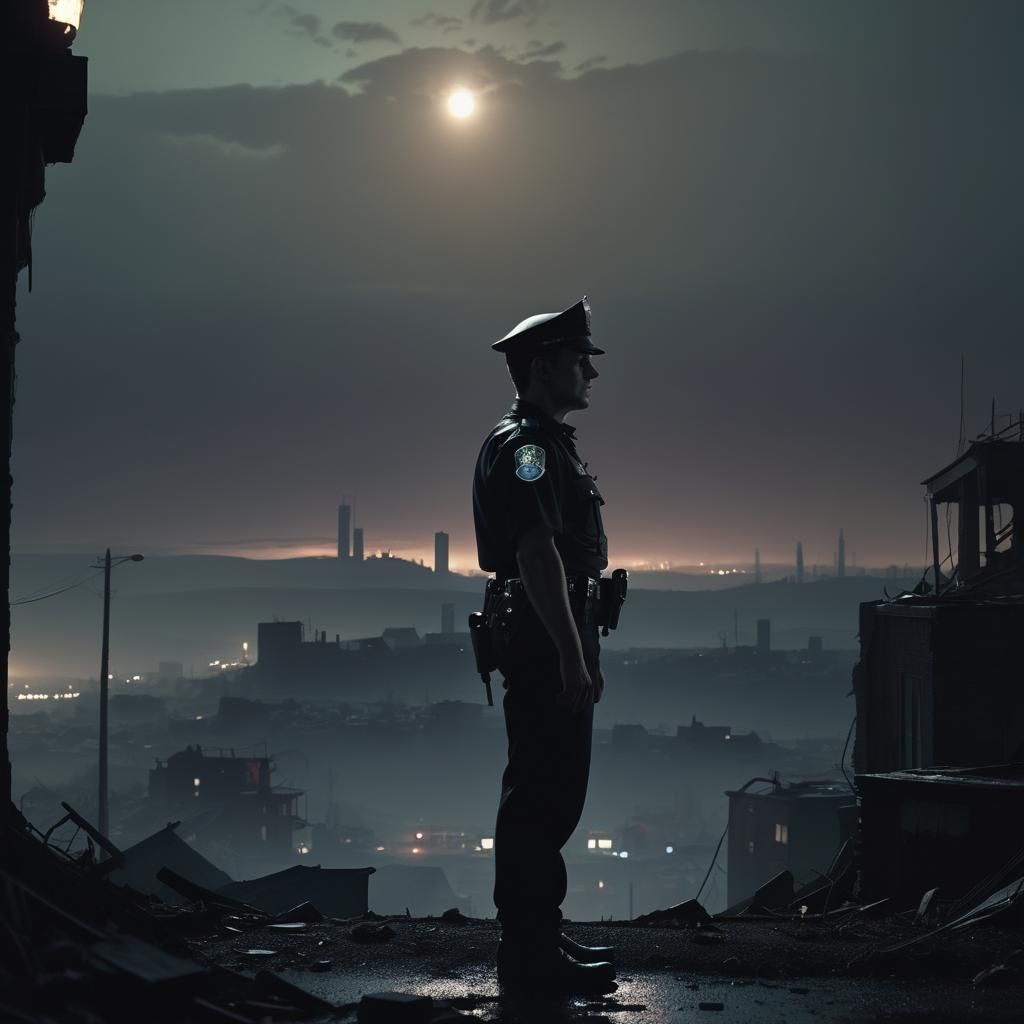 Dystopian City: Film Noir Police Officer