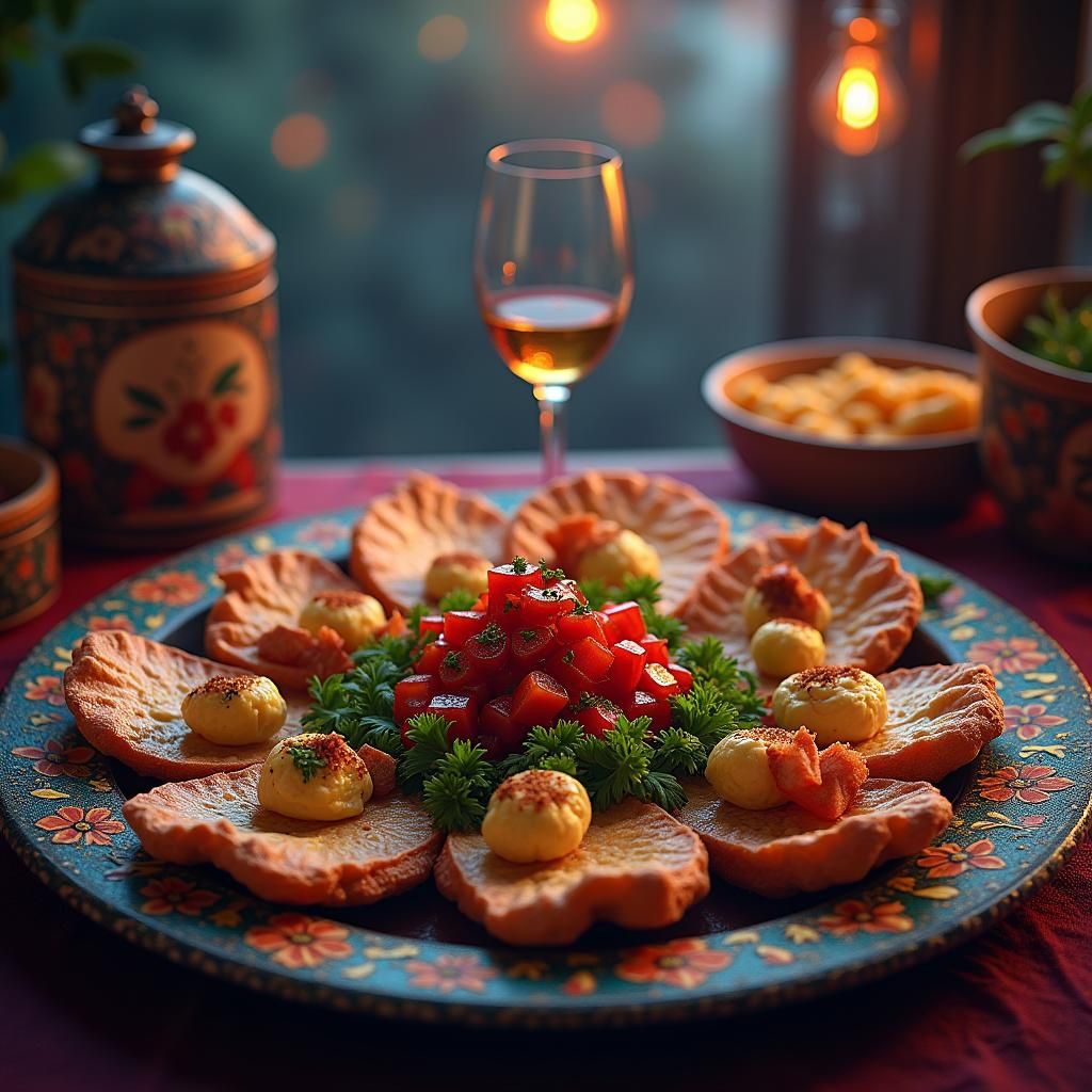 Ornate Tapas Plates in Fantasy Concept Art Style