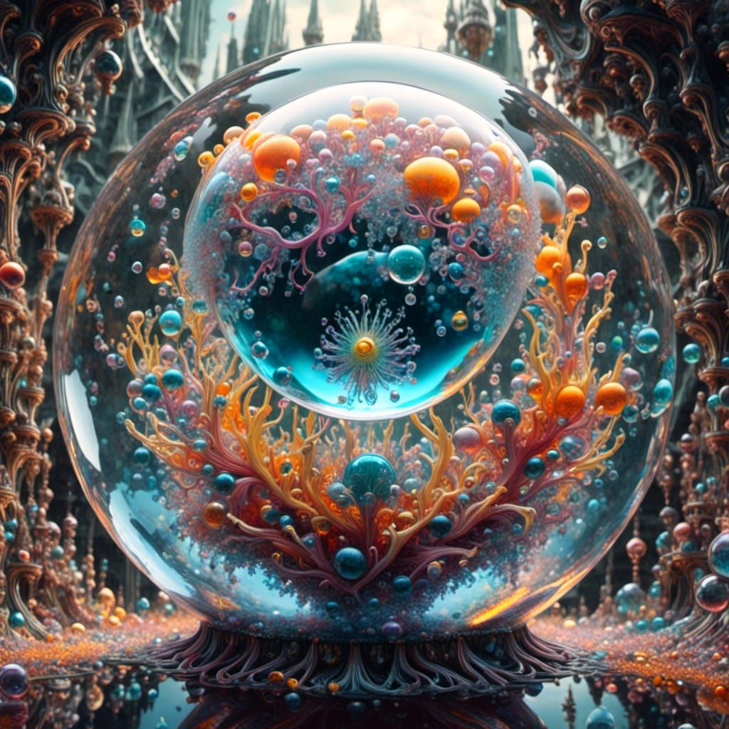 Soulful Liquid Crystal Ball in Vibrant Graffiti Art