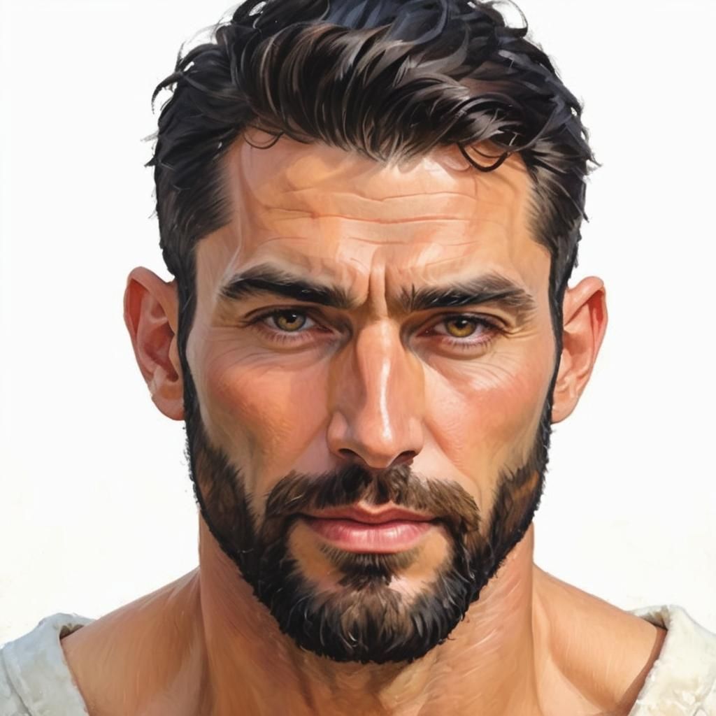 Bearded Man in Velvet Robe: Impressionist Oil Painting