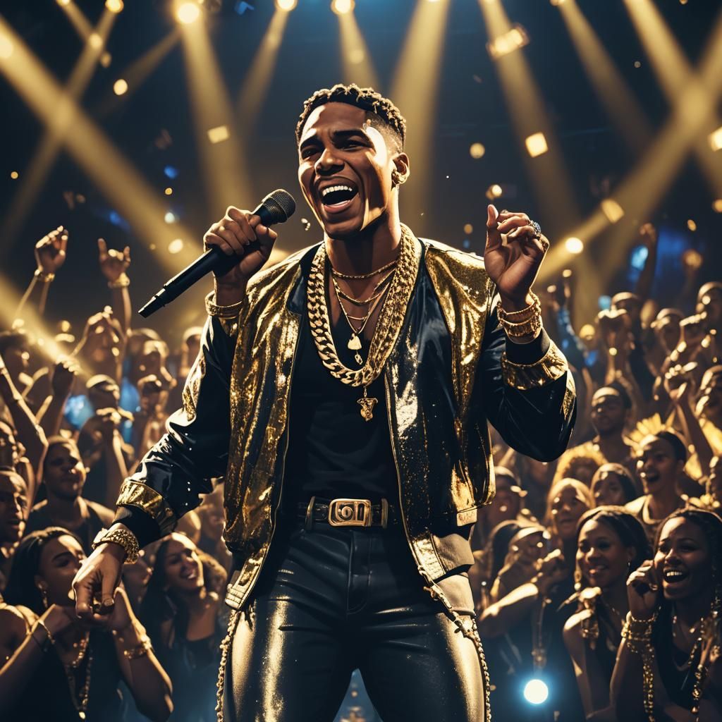 Singer Nelly on Stage in Vibrant Digital Art