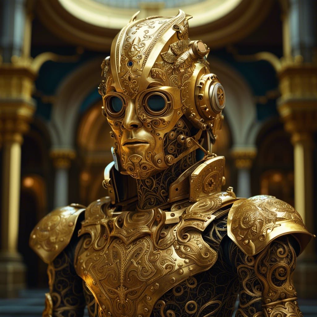 Rococo Gothic Robot Warrior Portrait