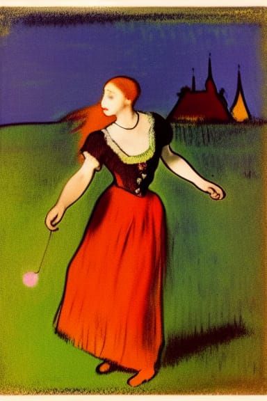 Woman Dancing with Moon, Degas Style