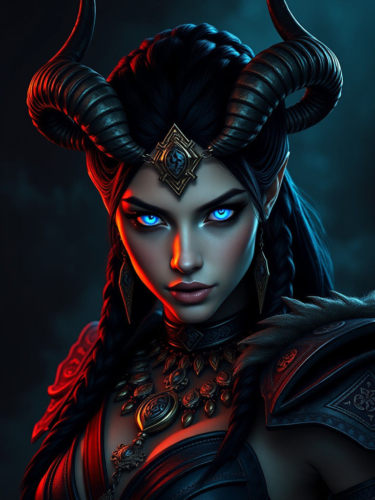 Mystical Warrior Woman in Fantasy Art Style