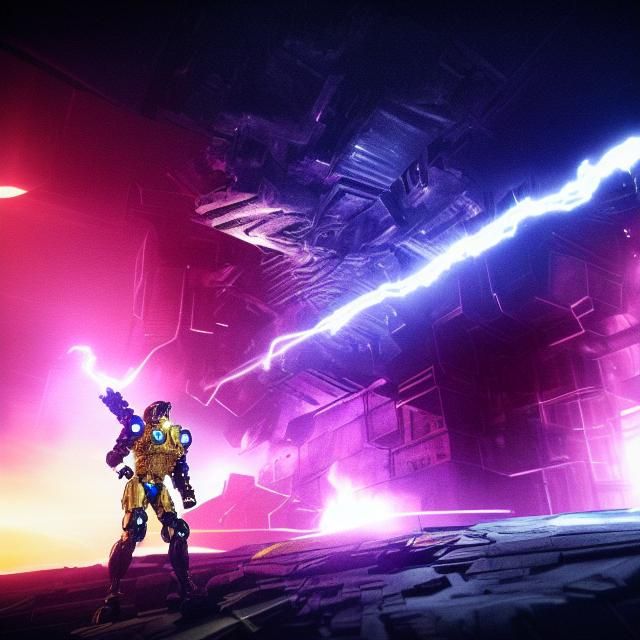 Cyborg Defenders Scanning for Enemy Space Ships