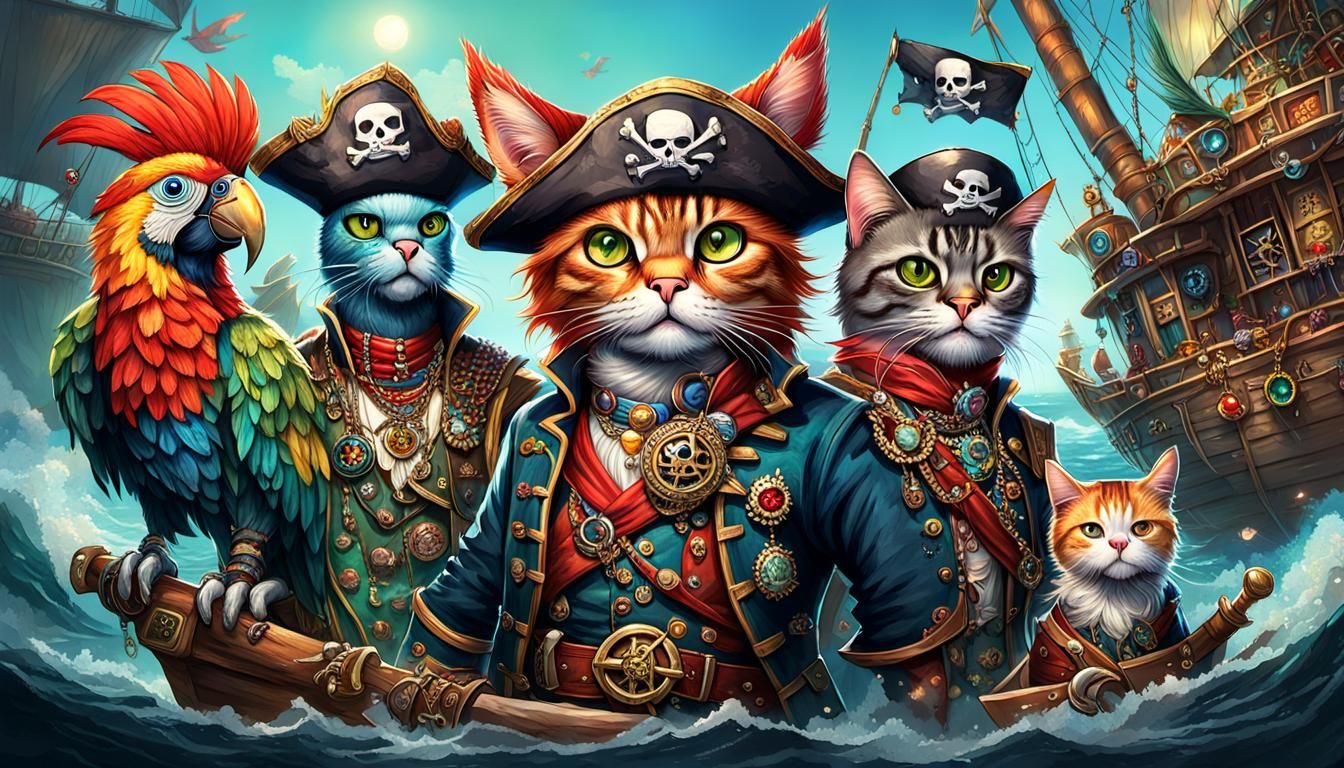 Cat Pirate on the High Seas
