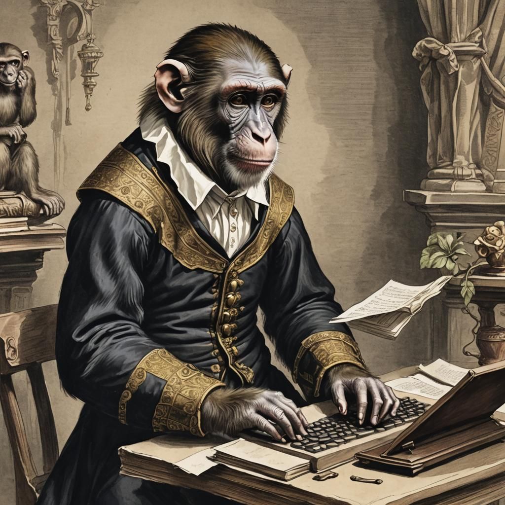 Monkeys Typing Shakespeare in Medieval Attire