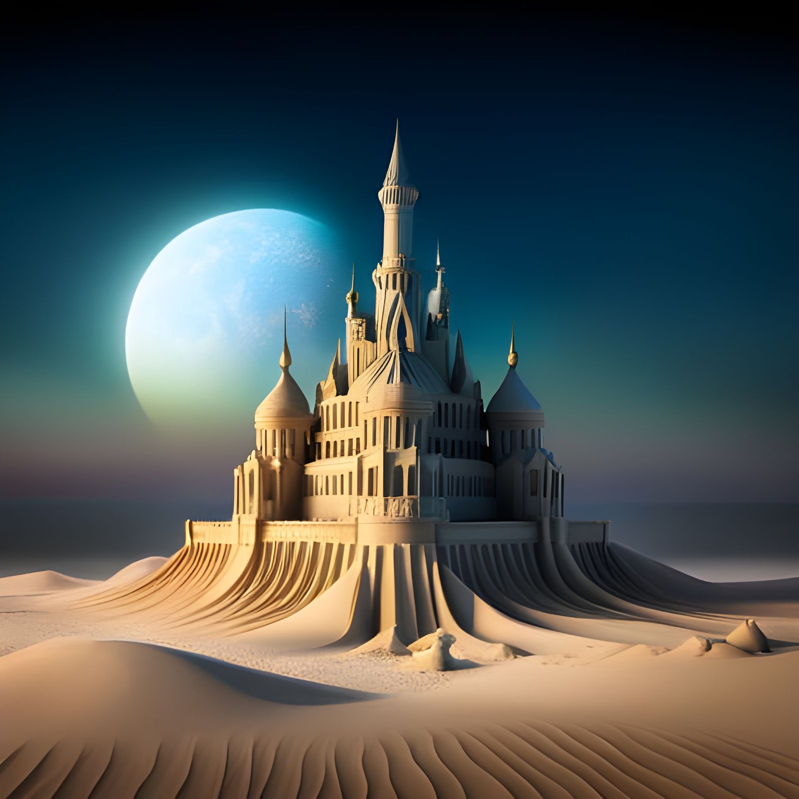 Sand Castle In Moon Light